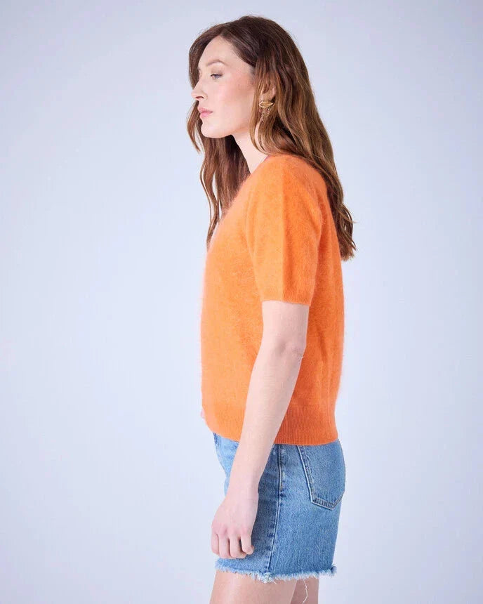 Amaya Brushed Cashmere Round Neck Sweater Tumeric
