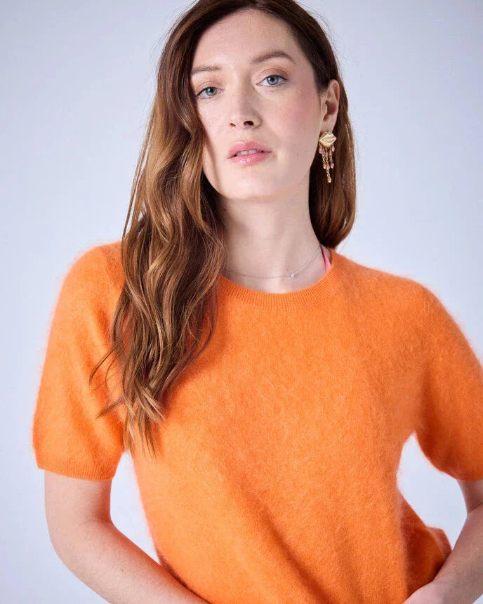 Amaya Brushed Cashmere Round Neck Sweater Tumeric