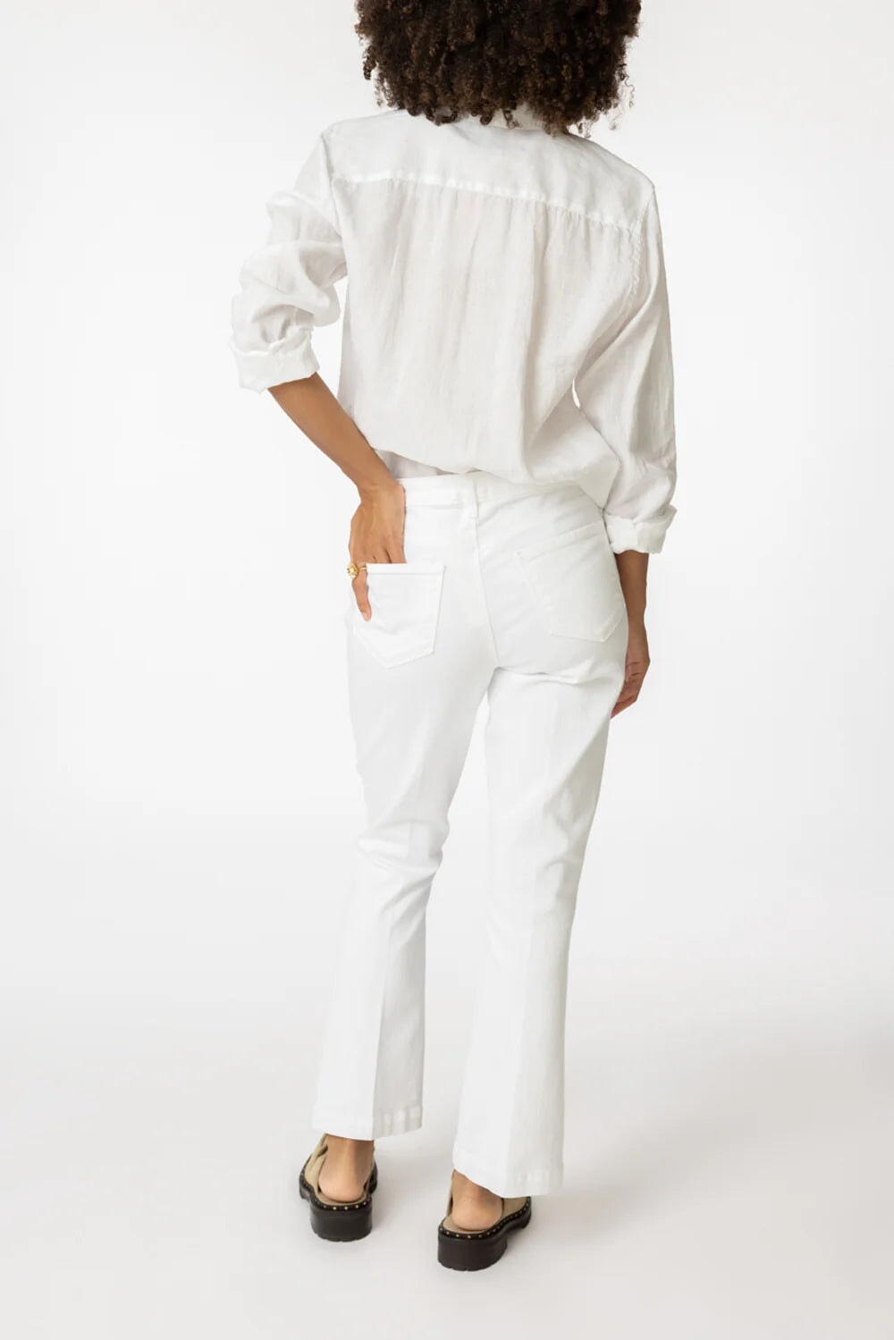 Ali High Rise Slim Flare Blanc