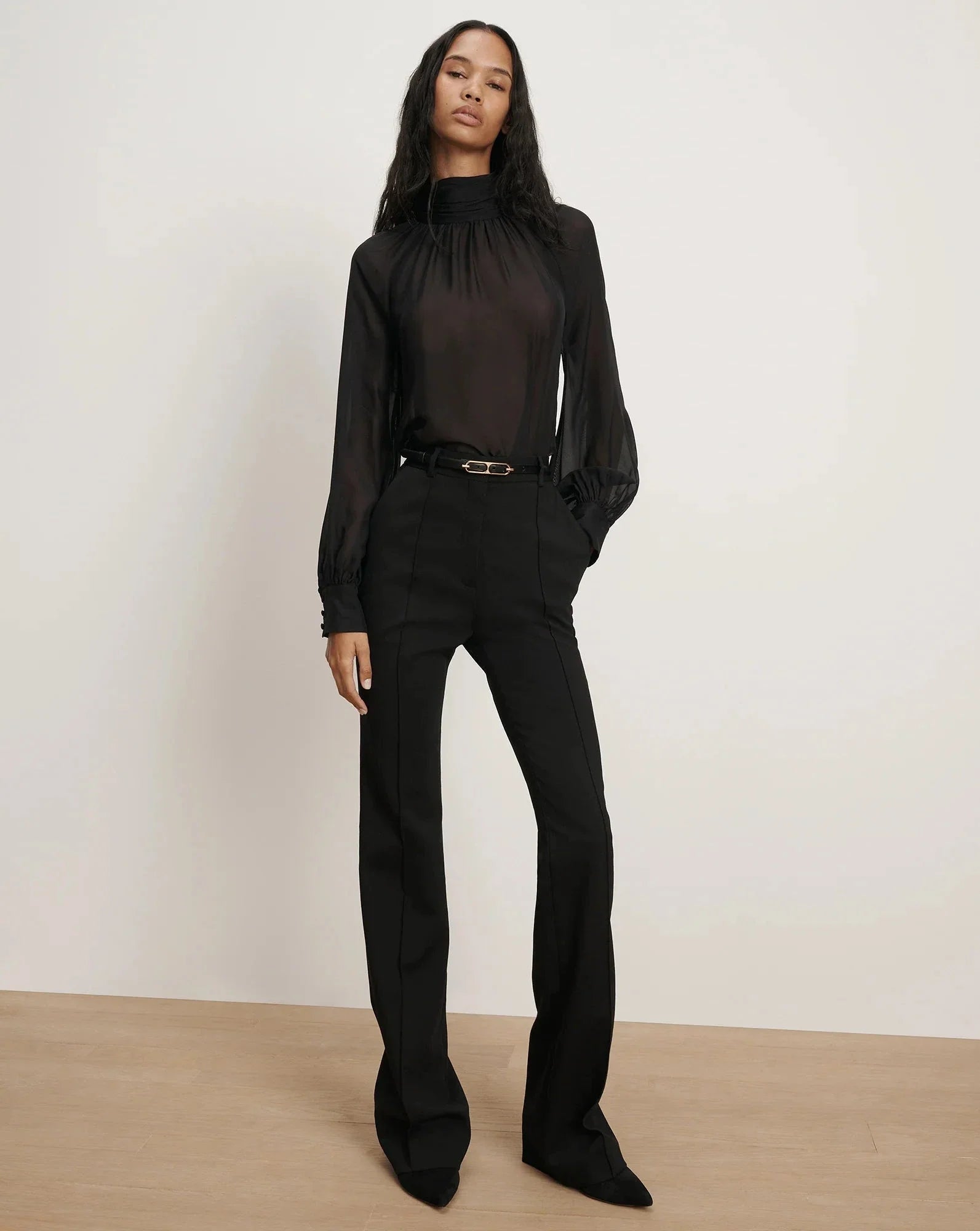 Alyssa Silk Turtleneck Blouse Black