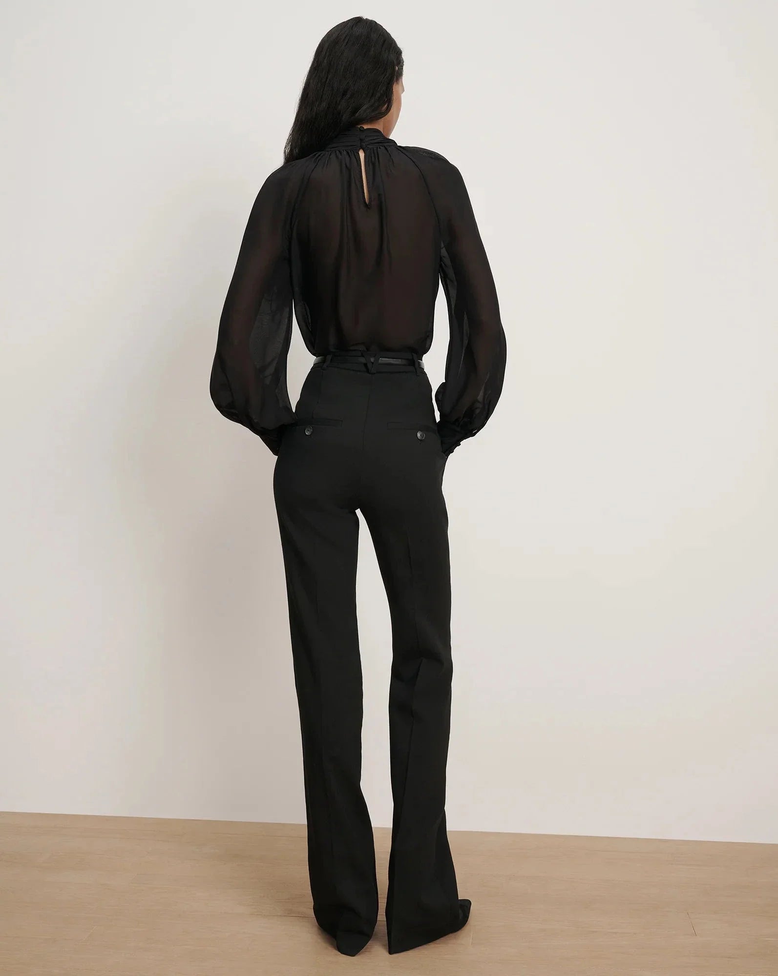 Alyssa Silk Turtleneck Blouse Black