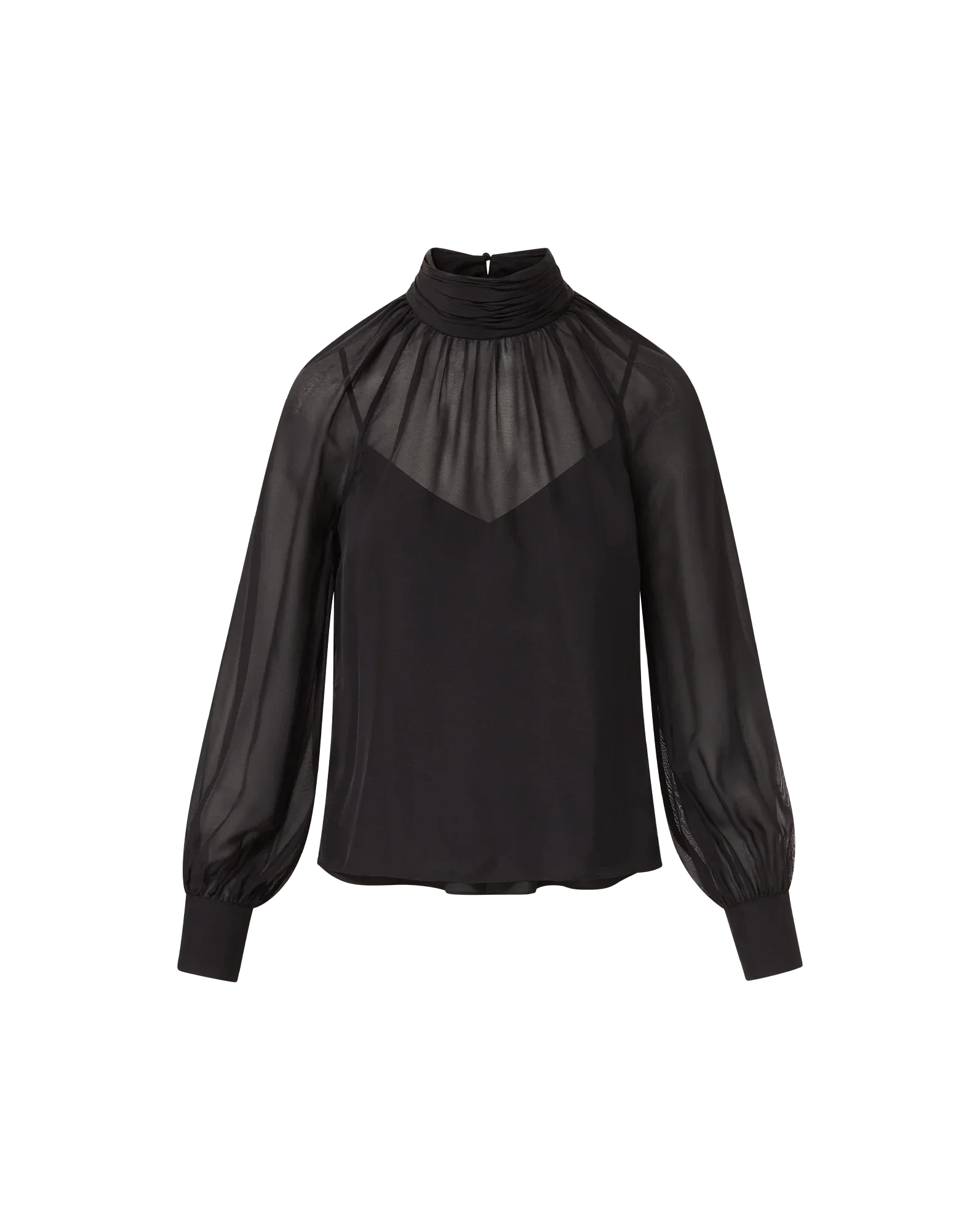 Alyssa Silk Turtleneck Blouse Black