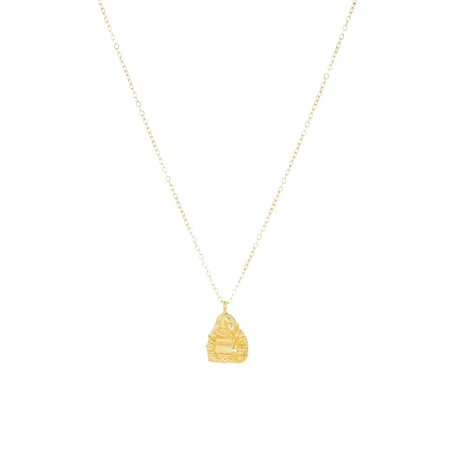16" Mini Buddha Charm Necklace Gold