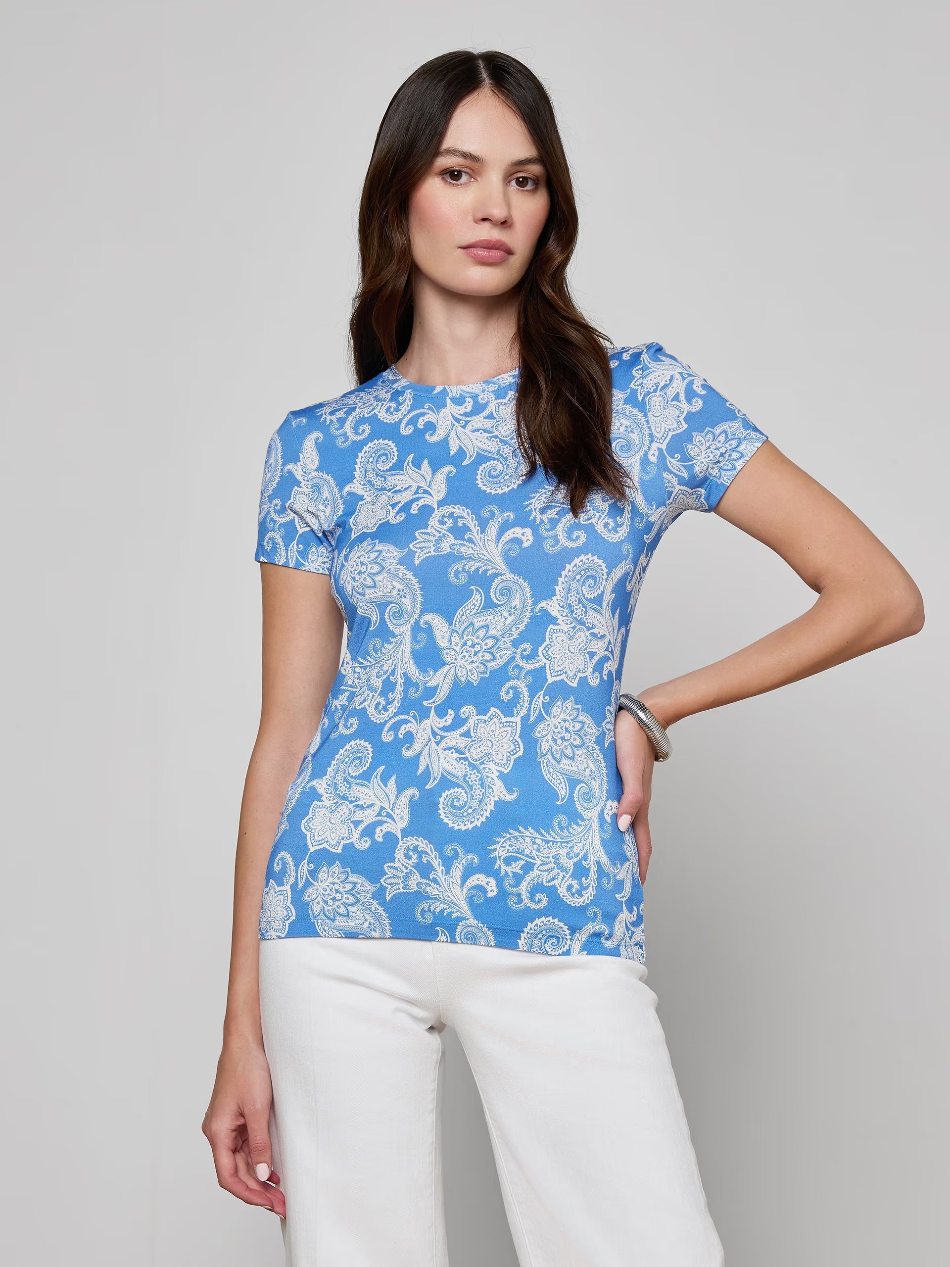 Ressi Fitted Tee Regatta Blue / Ivory Paisley