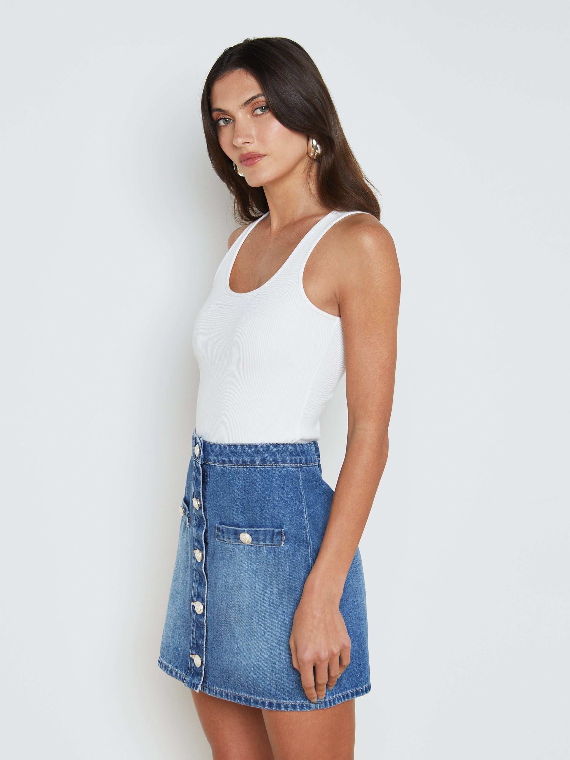 Adira Scoop Neck Tank White