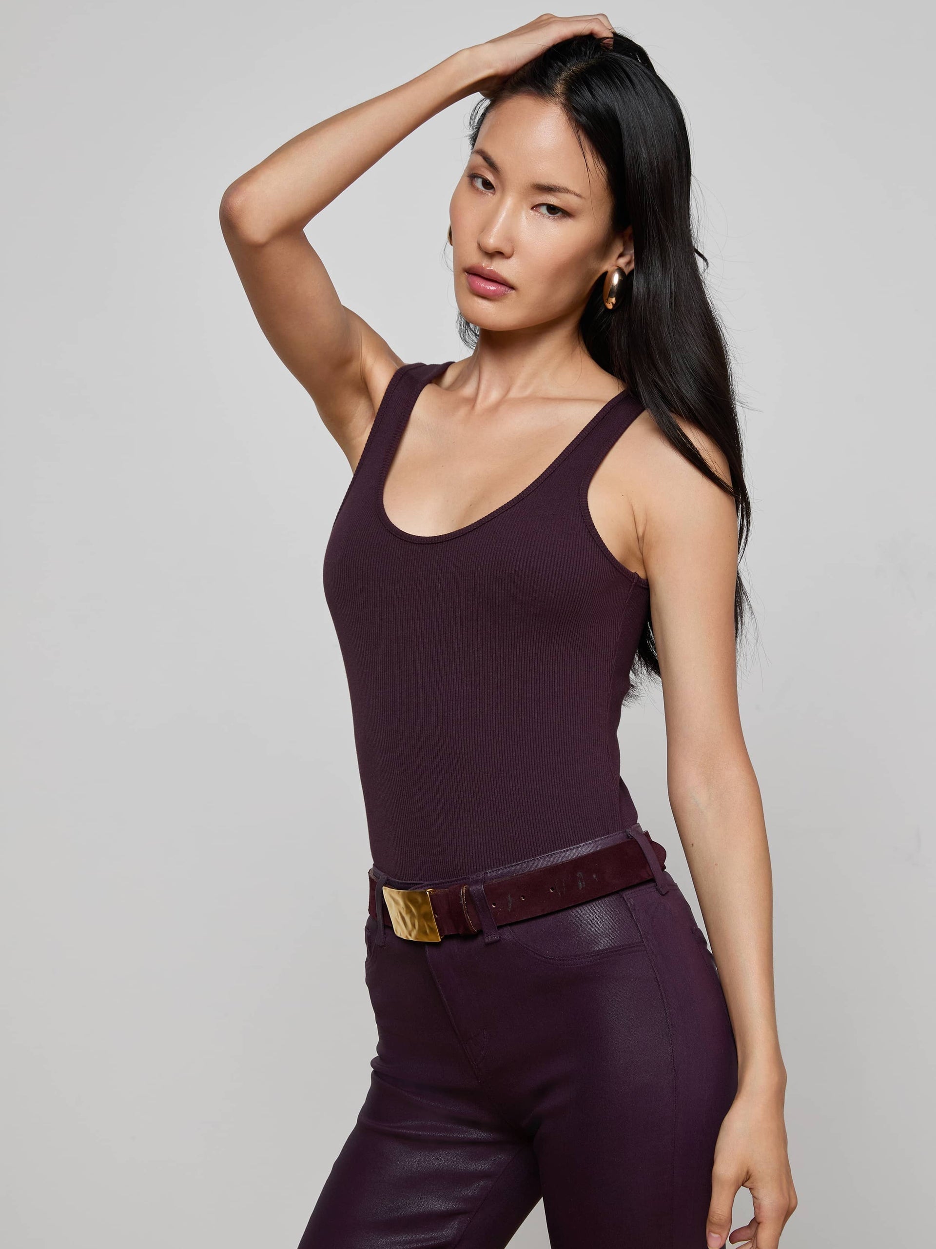 Adira Scoop Neck Tank Dark Malbec
