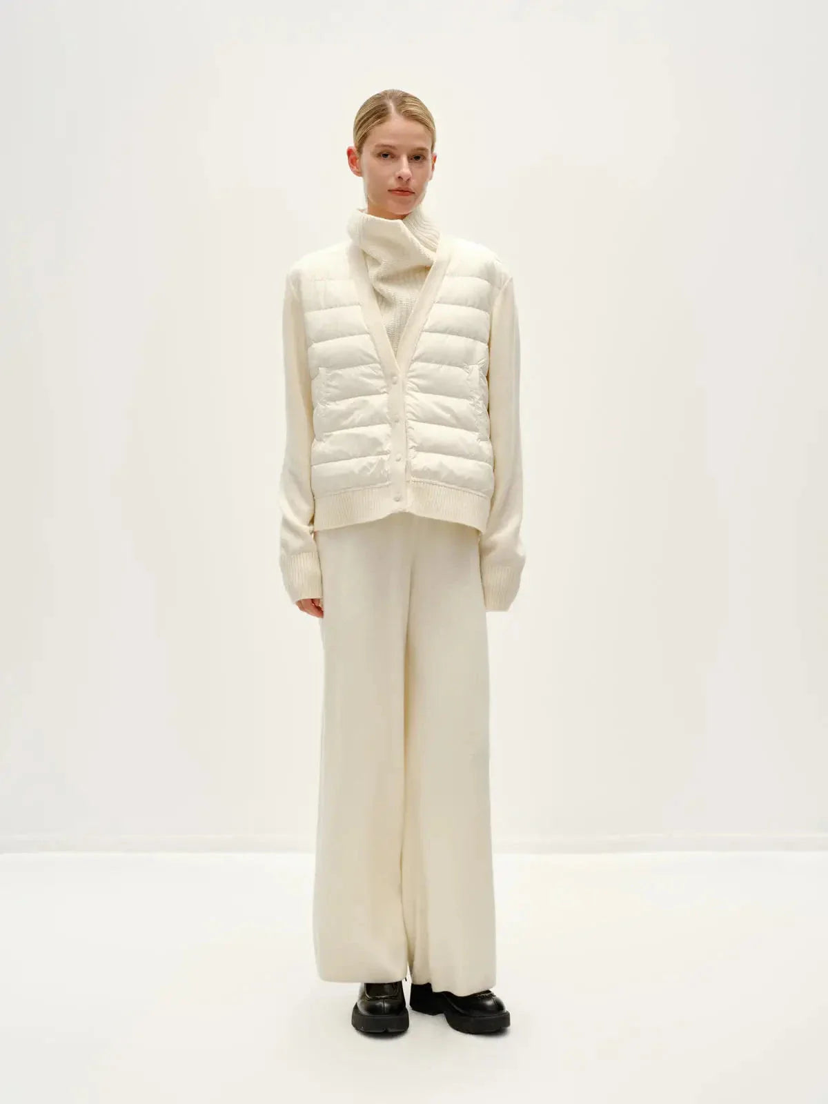 Patchwork Down Knit Cardigan