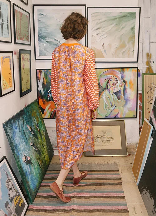 Amelie Deep V-Neck Dress Dusty Gold