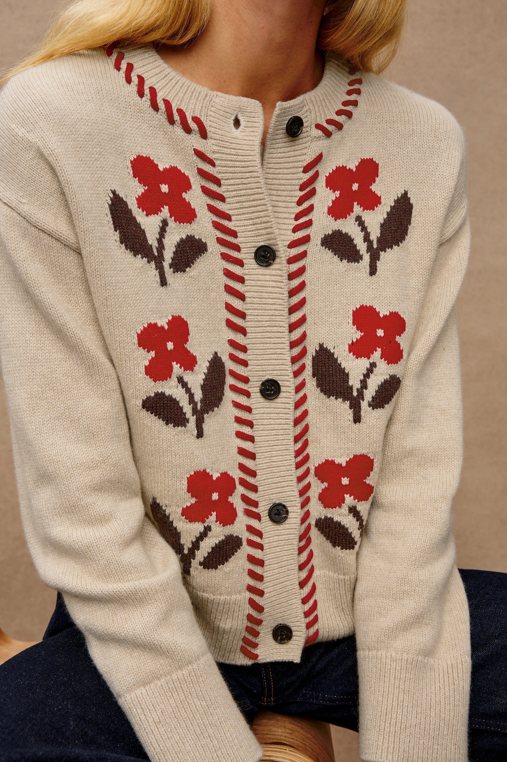 Mavie Cardigan Carmine Floral