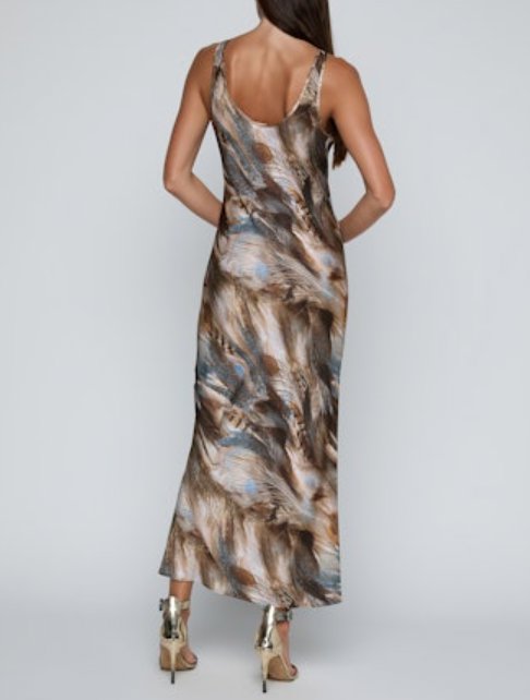 Akiya Tank Dress Neutral Black Mix Feather Multi