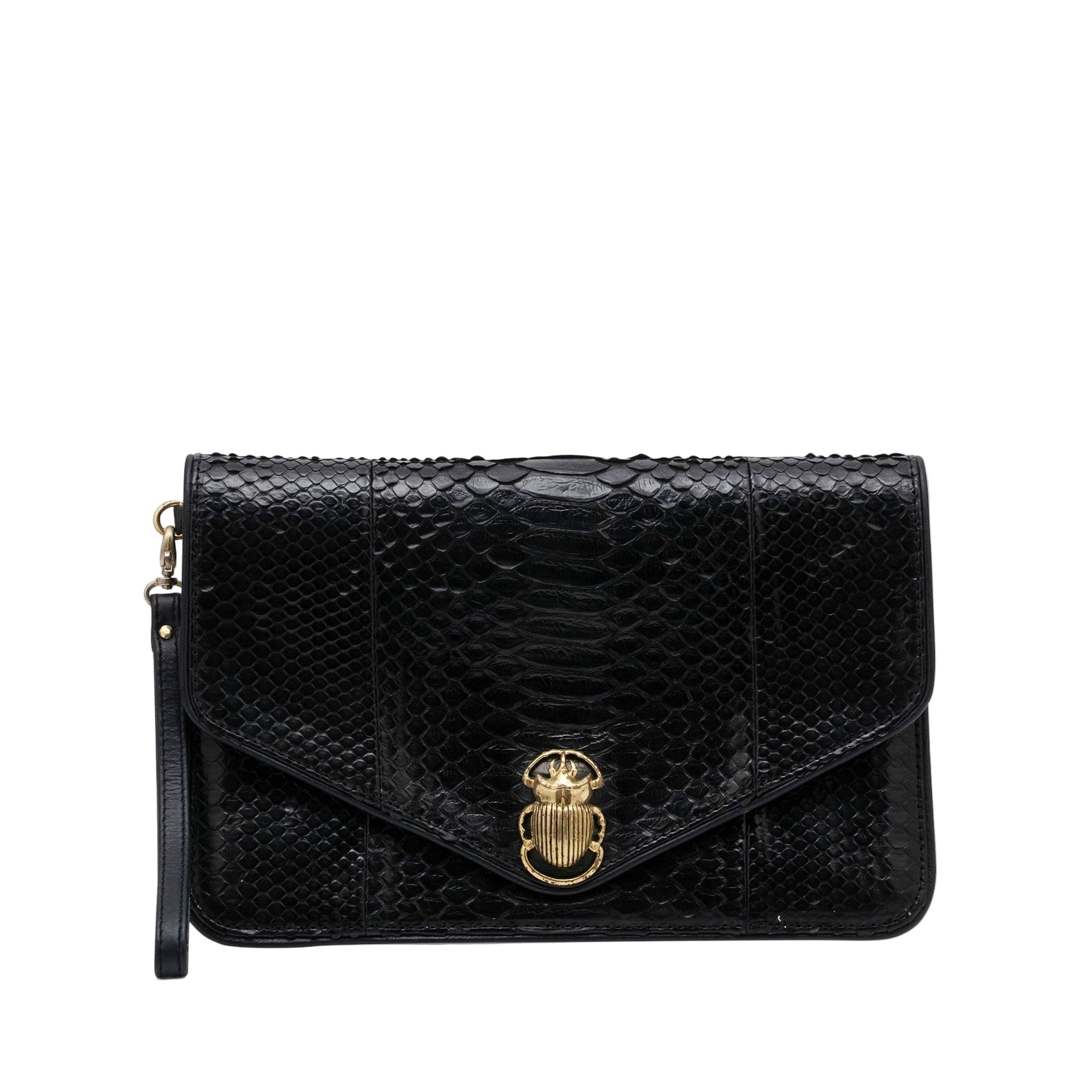 Alicia Python Clutch Black