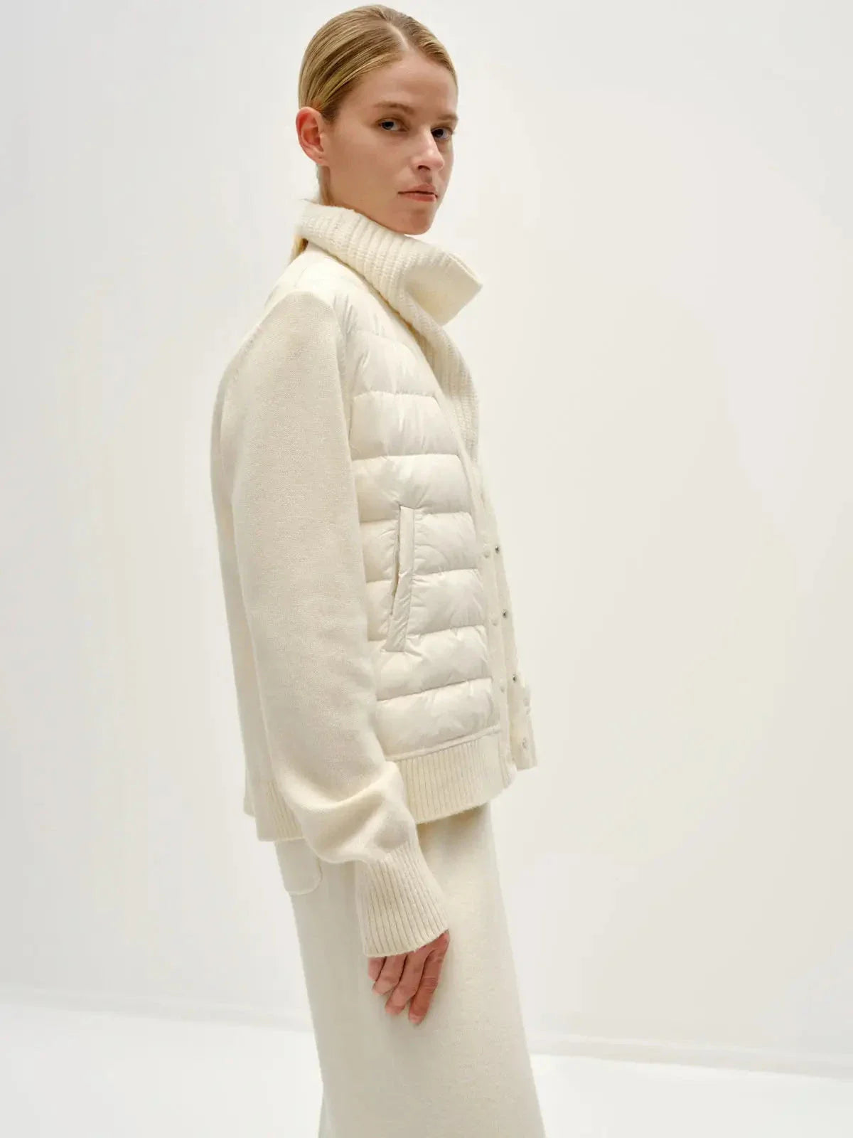 Patchwork Down Knit Cardigan