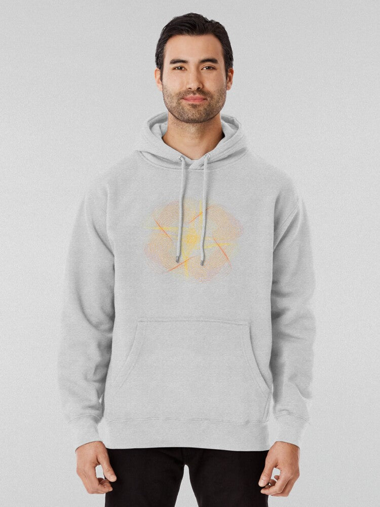 Abstract Shape Graphic Hoodie - Modern Conceptual Art Apparel Heather Grey