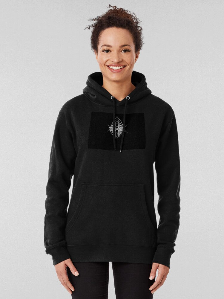 Abstract Line Art Hoodie - Minimalist Geometric Design Style Black