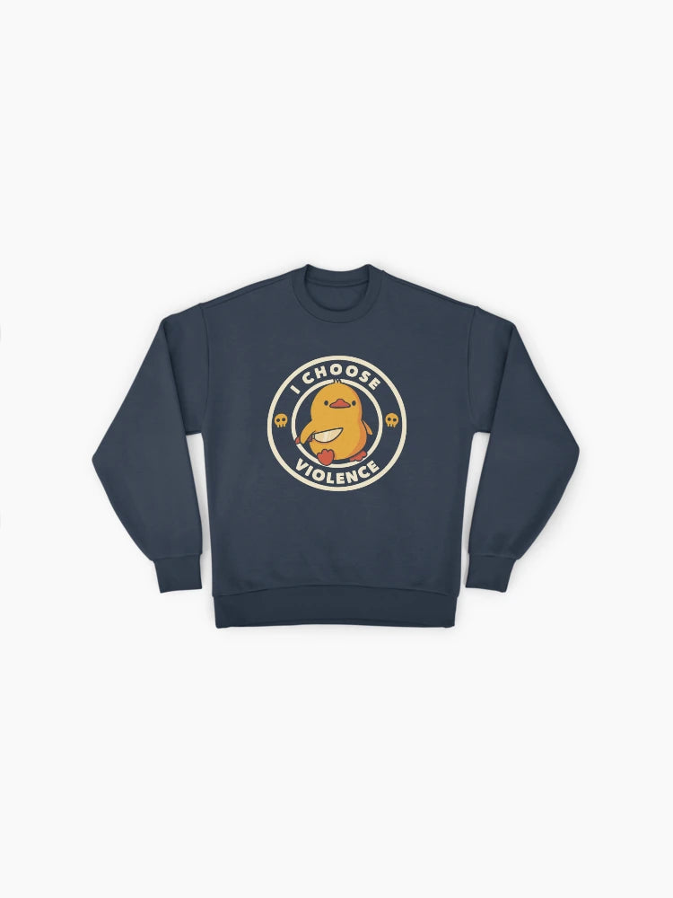 'I Choose Violence' Duck Meme, Funny Graphic Oversized Pullover