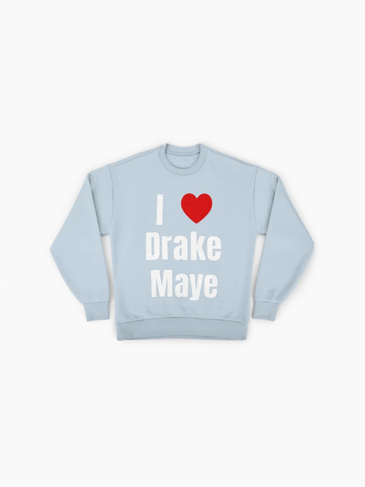 'I Love Drake Maye' Football Sweatshirt, Bold Heart Graphic Tee