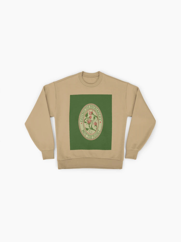 'Destroy Patriarchy' Sweatshirt, Eco-Conscious Oversized Fit
