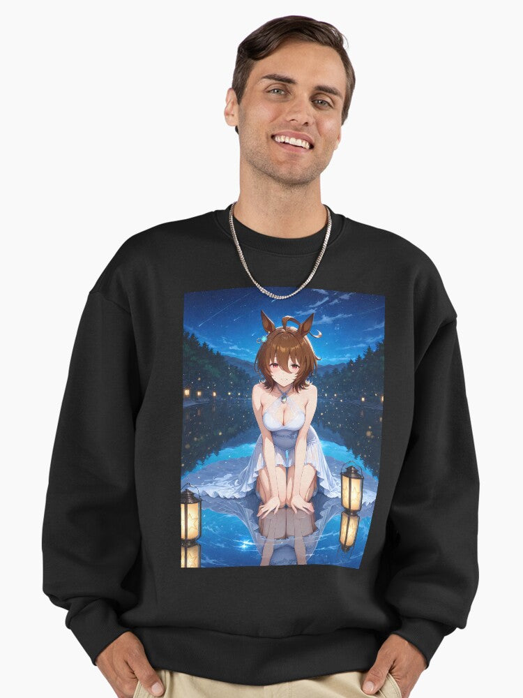 Agnes Tachyon Moonlit Reflection Sweatshirt, Uma Musume Pretty Derby Black