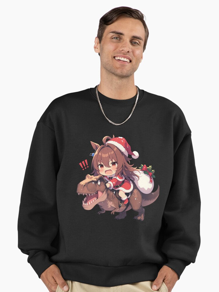 Agnes Tachyon Christmas Dino Ride Sweatshirt, Uma Musume Anime Gift Black