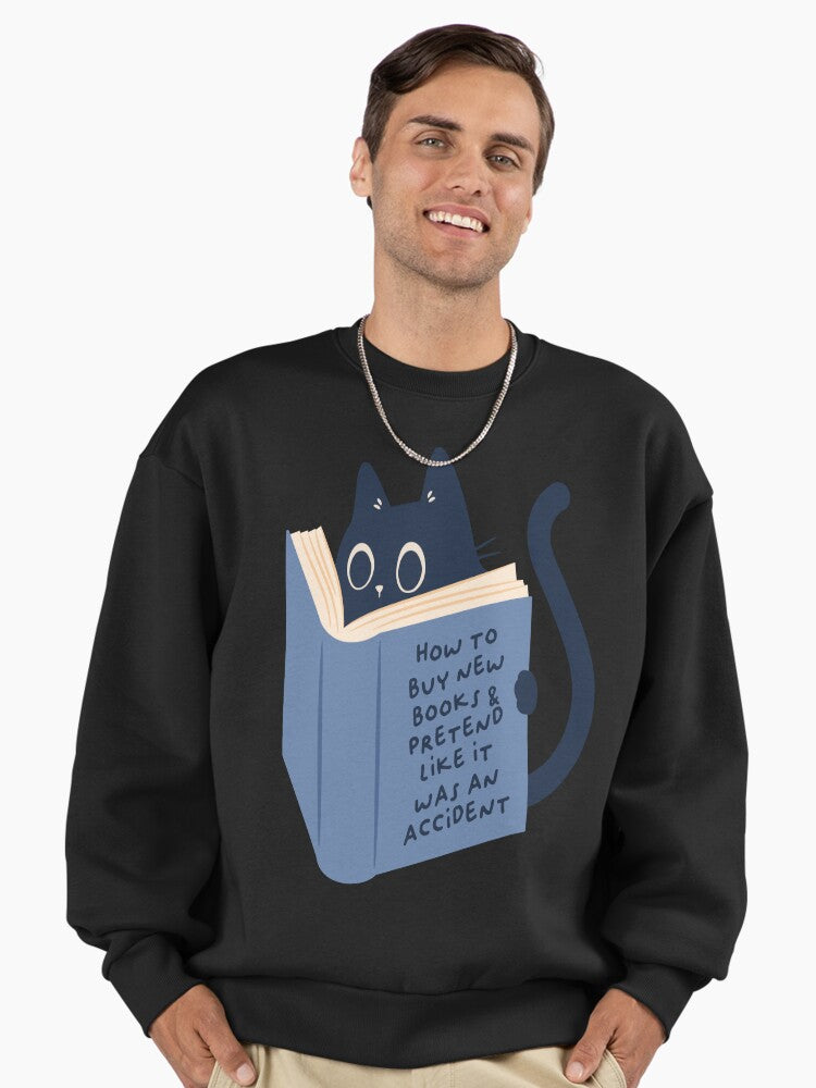 'How to Buy New Books' Guide, Funny Reader Oversized Sweatshirt Graphite Black