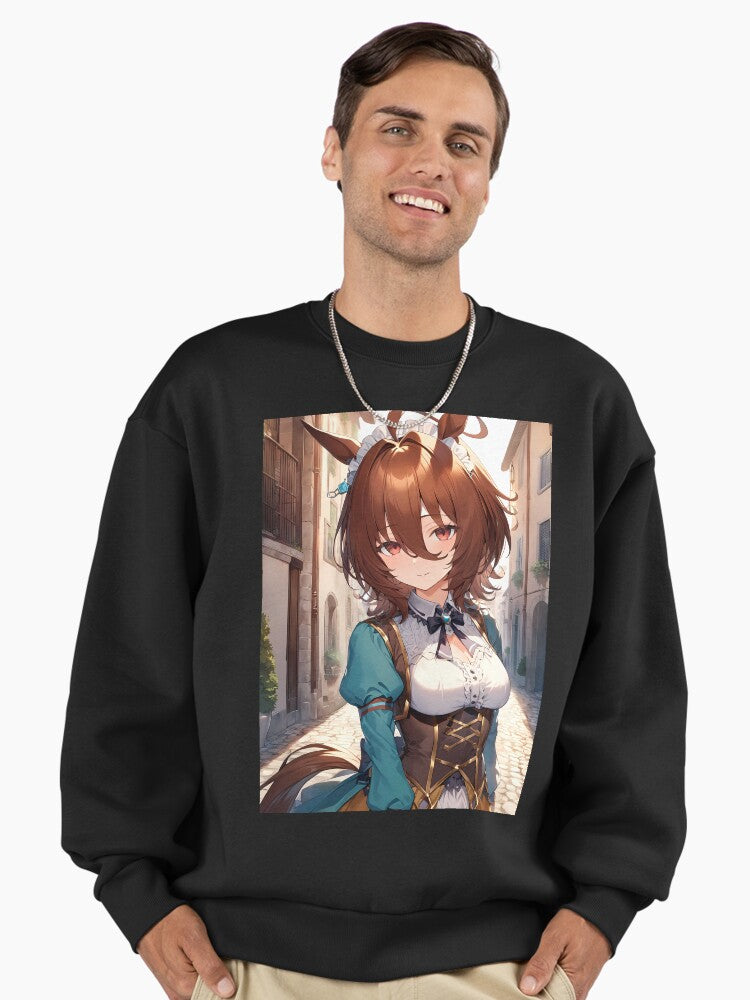 Agnes Tachyon Bright Stroll Sweatshirt, Fantasy Style Anime Graphic Black