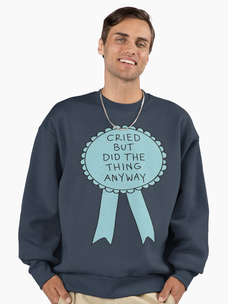 'Did The Thing Anyway' Motivational, Premium Oversized Sweatshirt Midnight Navy