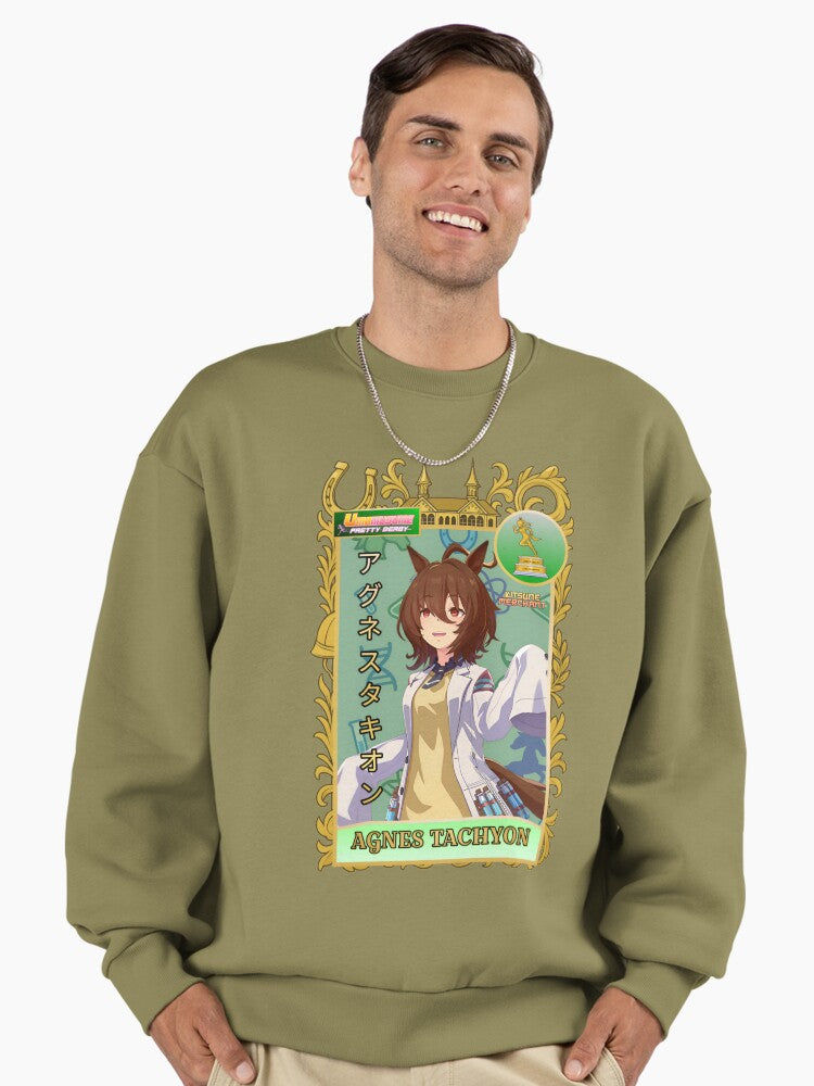 Agnes Tachyon (Umamusume) Fan Art Sweatshirt, Premium Oversized Top Light Olive