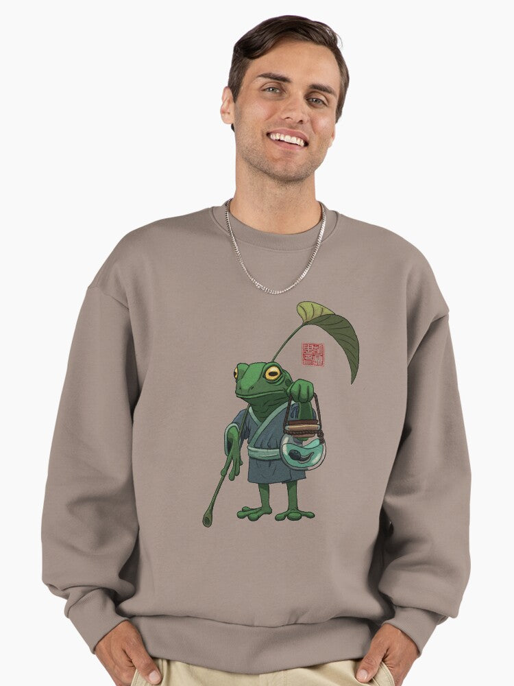 A Frog and His Son Sweatshirt, Cute Amphibian Family Art Top Shiitake