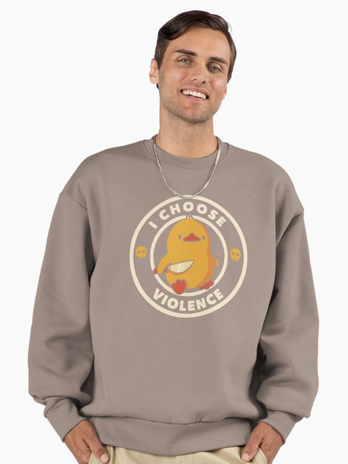 'I Choose Violence' Duck Meme, Funny Graphic Oversized Pullover Shiitake
