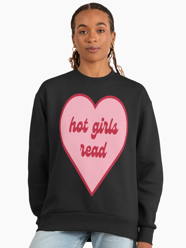 'Hot Girls Read' Kindle Sticker, Bookish Oversized Sweatshirt Graphite Black