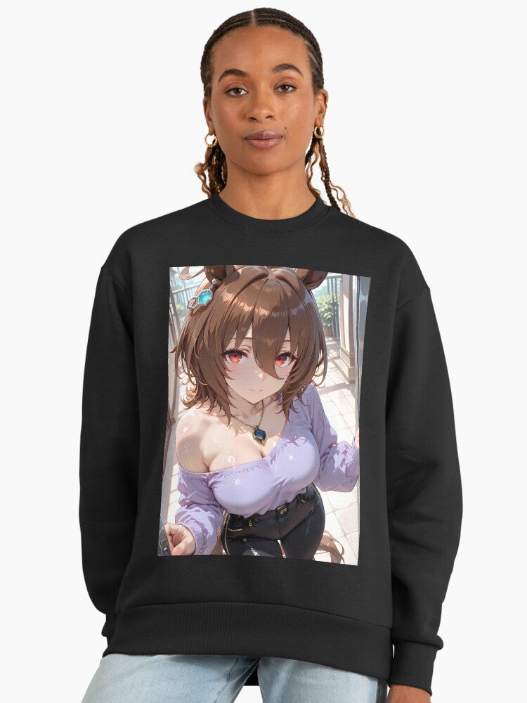 Agnes Tachyon Casual Balcony Sweatshirt, Uma Musume Anime Style Top Black