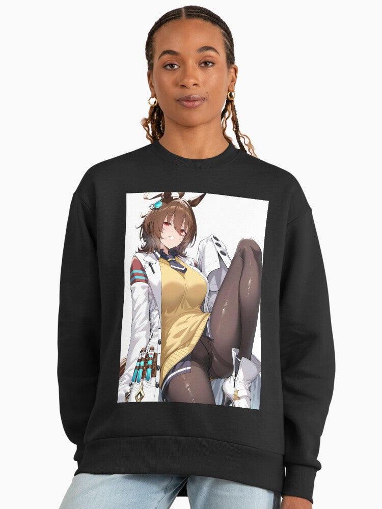 Agnes Tachyon Elegant Pose Sweatshirt, Uma Musume Anime Girl Design Black