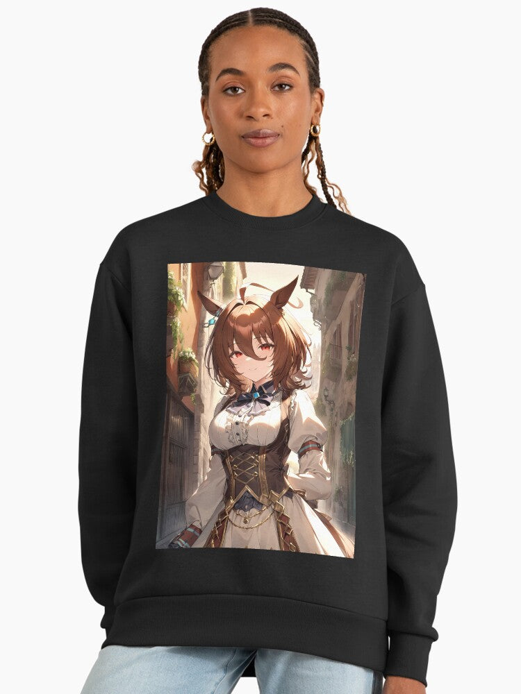 Agnes Tachyon City Lights Sweatshirt, Charming Uma Musume Anime Top Black
