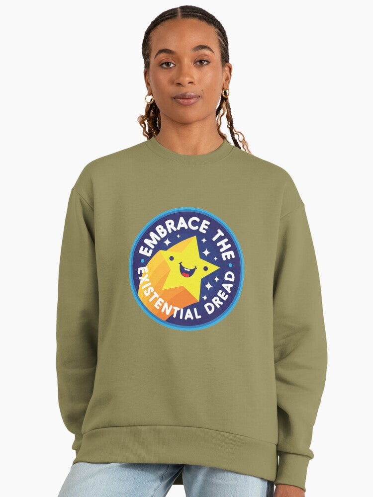 'Embrace' Inspirational Quote, Minimalist Design Oversized Sweatshirt Light Olive