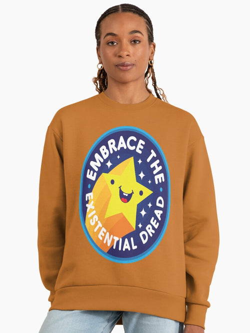 'Embrace' Minimalist Graphic, Inspirational Oversized Sweatshirt Clay