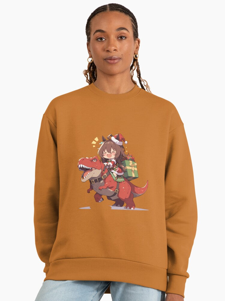Agnes Tachyon Christmas Dinosaur Sweatshirt, Anime Girl Winter Design Clay